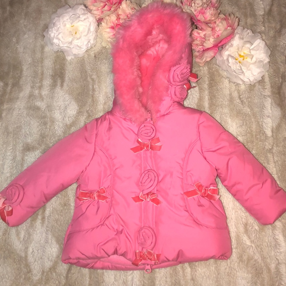NEW Biscotti Kate Mack Baby girl pink coat 12m